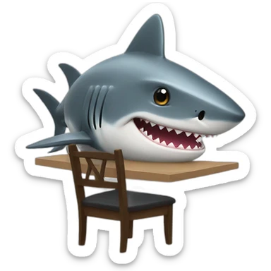 A shark sitting at a table wearing a suit looking straight ahead sticker