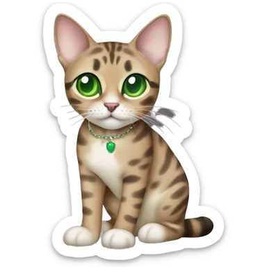 Sepia charcoal Bengal cat with Green eyes standing sticker