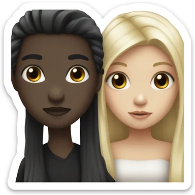 Black heart and Pale girl with long black hair  sticker