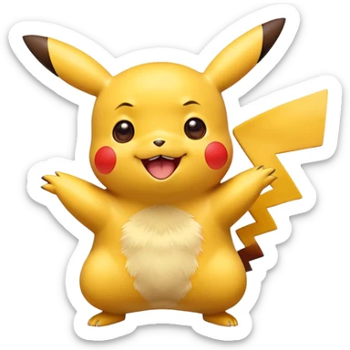 happy excited Pikachu with big smile sticker