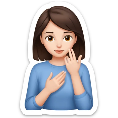 Naked short brunette pretty girl touching herself sticker