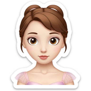 Ballerina with brown hair and white skin sticker