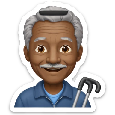 old black man with one crutches sticker