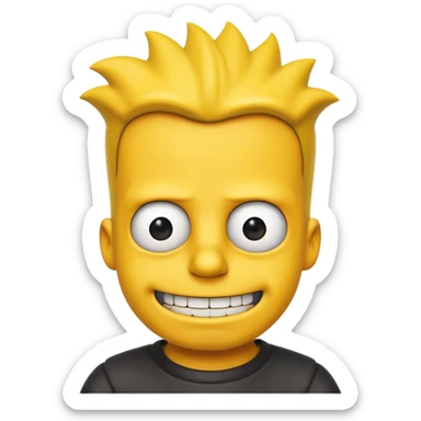 bart simpson With An 2D Style with none black except for the pupils sticker