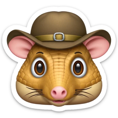 Armadillo face with incognito hat sticker