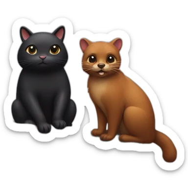 Black cat and a beaver  sticker