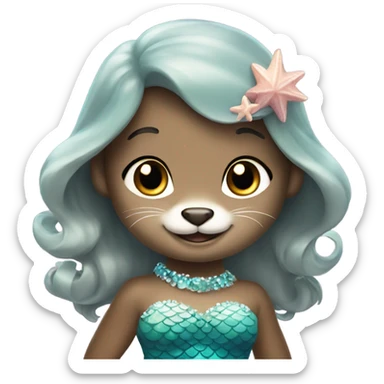 A cute and happy otter face as a mermaid princess. sticker
