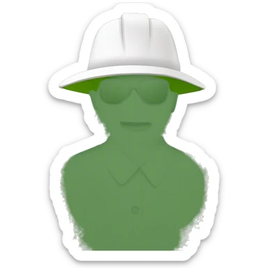 gardener pith helmet jacket white green trees  sticker
