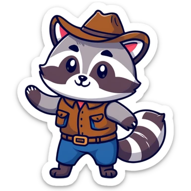 cartoon raccoon cowboy rolling his eyes sticker