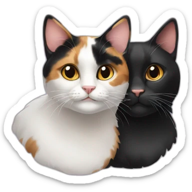 calico cat and black cat sticker