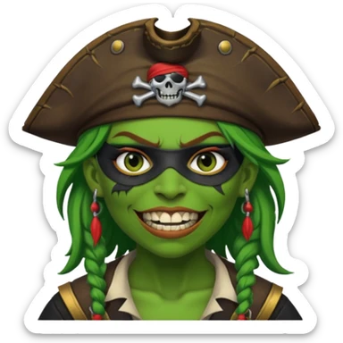 ork pirate woman long teeth sticker
