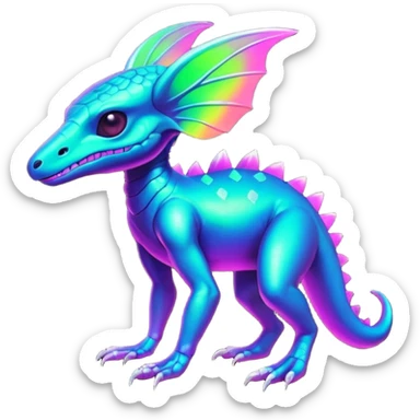 Tropical futuristic lush neon Fionbri-Vernid-creature (full body) sticker