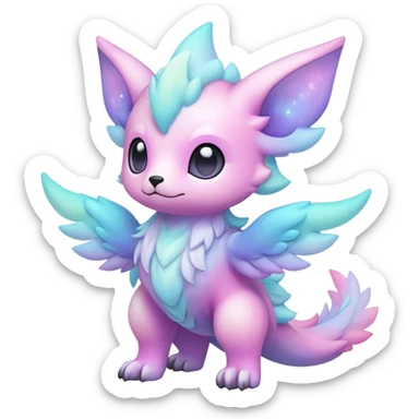 Cute cool colorful pastel nebula fantasy animal hybrid Fakemon full body  sticker