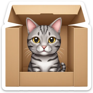 schrodinger's cat in cardboard box with crosses for eyes sticker