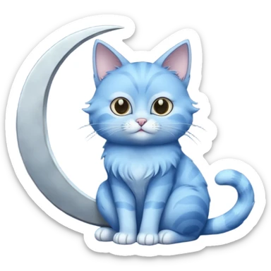 Blue cat holding a moon 🌙🐱 sticker
