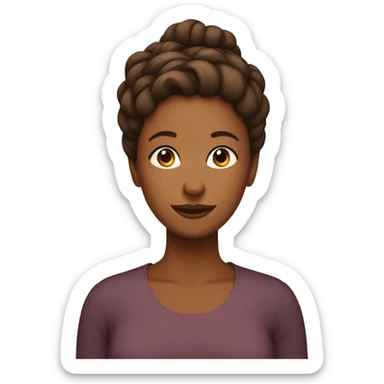 Brown skin mother with hair in a bun and a brown skin son  sticker