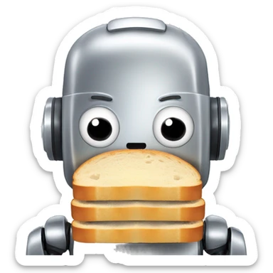 robot idiot sandwich (i.e. a robot face holding two slices of bread to its ears) sticker
