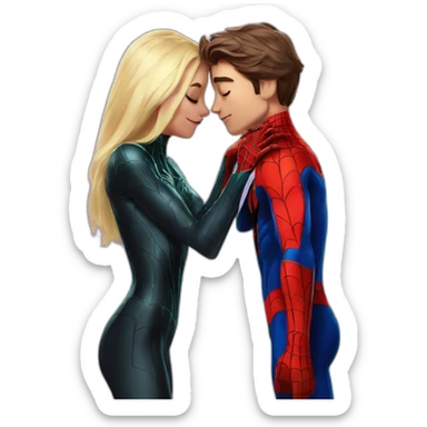 Spider-Man Miles Marales and Gwen Spider kiss sticker
