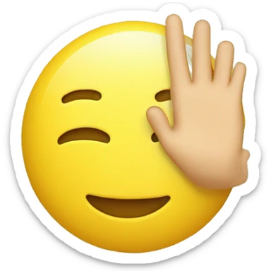 hugging face covering and showing ok hand in yellow sticker