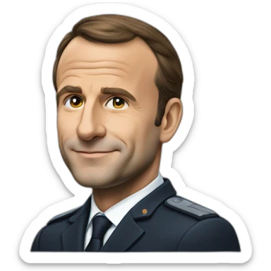 Macron avec le bras droit levé à 45 degrés sticker