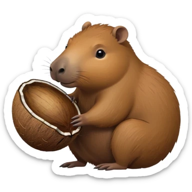 Capybara with a coconut body sticker