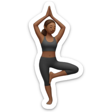 Yoga pose standing on one leg with other in air behind arms in a binding sticker