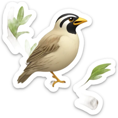 A lark sings while sitting on a branch sticker