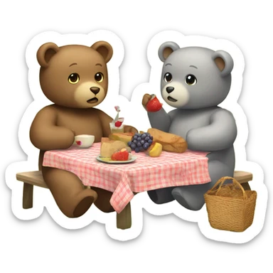 teddy bears having a picnic  sticker