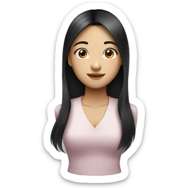 cute asian black straight hair girl sticker