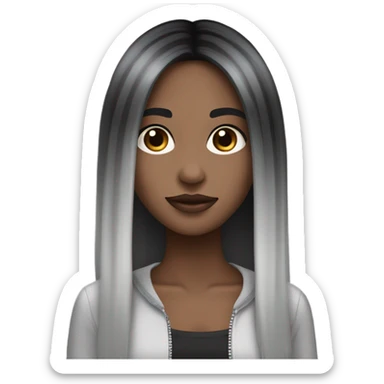 A girl with straight hair colored black and down grey ombre ￼ ￼ sticker