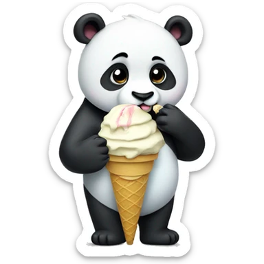 Panda eating ice cream sticker