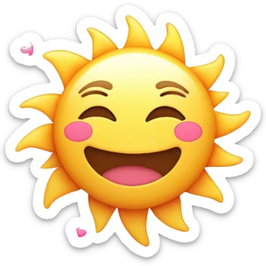 happy cute sun with pink hearts and pink bows around it sticker