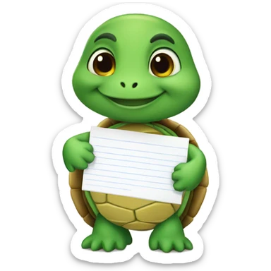A cute little turtle with a task list asking people to join the party. sticker