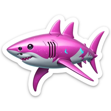 glitter mech shark pink cyberpunk sticker