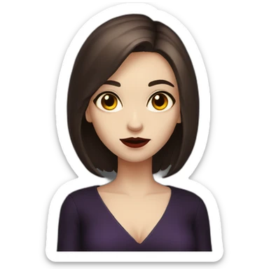 vampire girl with short brown hair, eyes-stars sticker