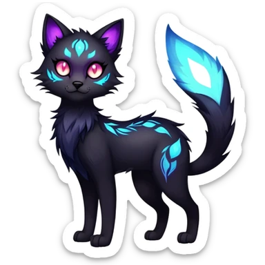 Vibrant dark edgy gothic Falvie-Fionbri-creature-sparkle-feline-fursona, full body sticker