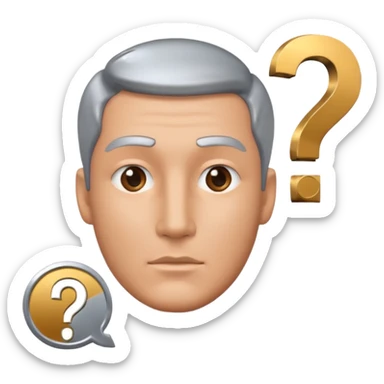 bust of a man with a question mark sticker