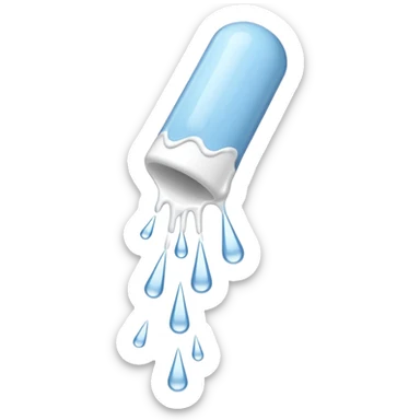 individual white glue white drops falling and dripping down out of a tube, all white sticker