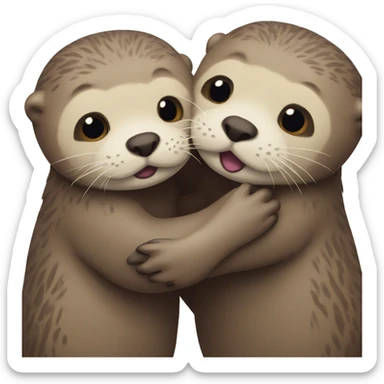 otters hugging sticker
