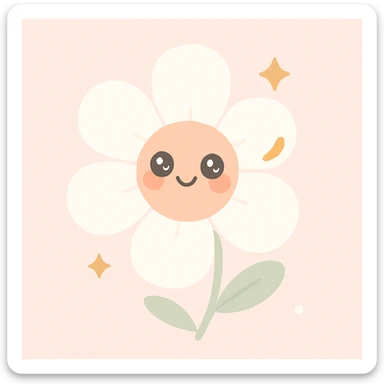 a modern flower in clean girl style, white petals, gold accents, very minimal and chic sticker