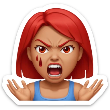 redtsion angry girl ragebait red face sticker
