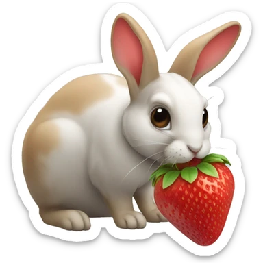 rabbit eating strawberry  sticker