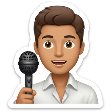 passionate male singer holding microphone sticker