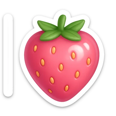 pink strawberry emoji, cute and shiny sticker