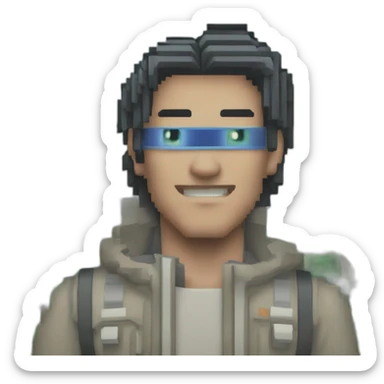 16-bit pixelart of technomancer inside silicon valley sticker