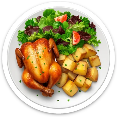 Chicken potato and salad on plate sticker