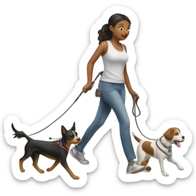 Girl walking dogs sticker