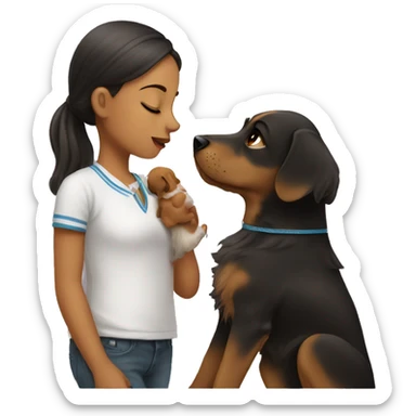 girl kiss dog sticker