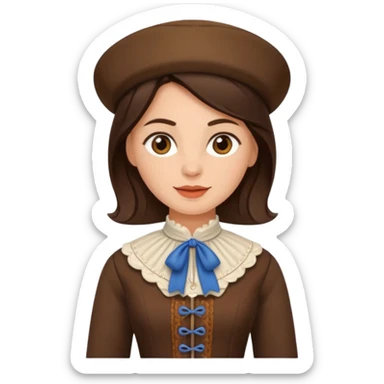 brunette woman with traditional brown dutch clothing sticker