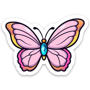 Light pink rainbow glass crystal butterfly sticker